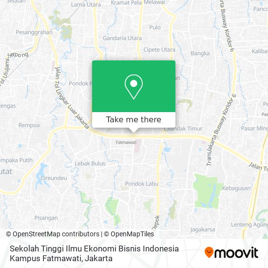 Sekolah Tinggi Ilmu Ekonomi Bisnis Indonesia Kampus Fatmawati map