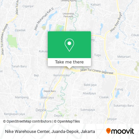 Nike Warehouse Center, Juanda-Depok map