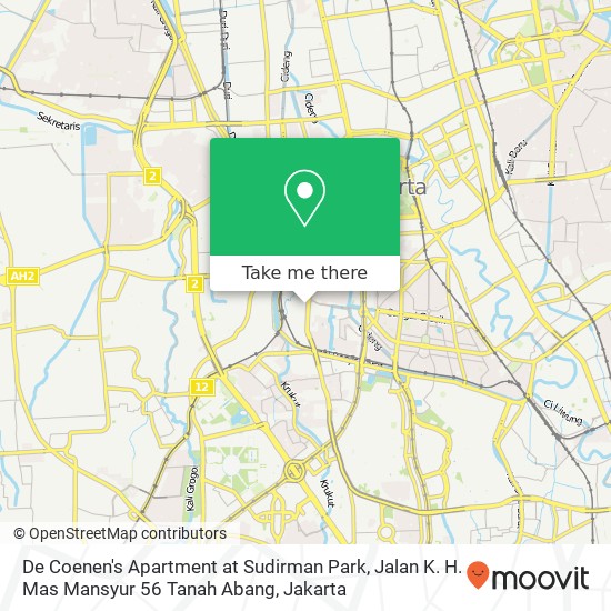 De Coenen's Apartment at Sudirman Park, Jalan K. H. Mas Mansyur 56 Tanah Abang map