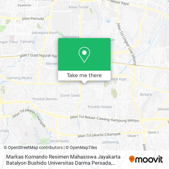 Markas Komando Resimen Mahasiswa Jayakarta Batalyon Bushido Universitas Darma Persada map