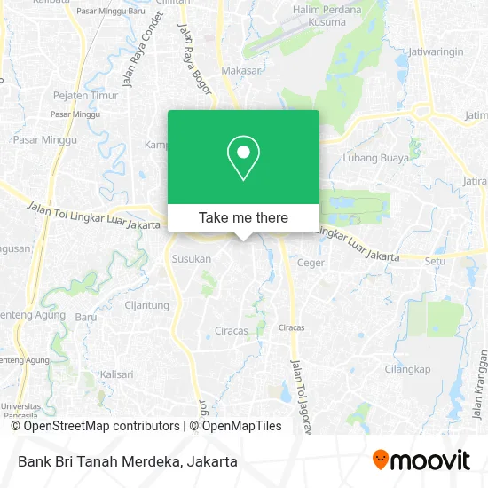 Bank Bri Tanah Merdeka map