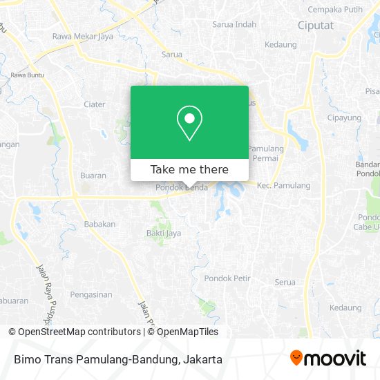 Bimo Trans Pamulang-Bandung map