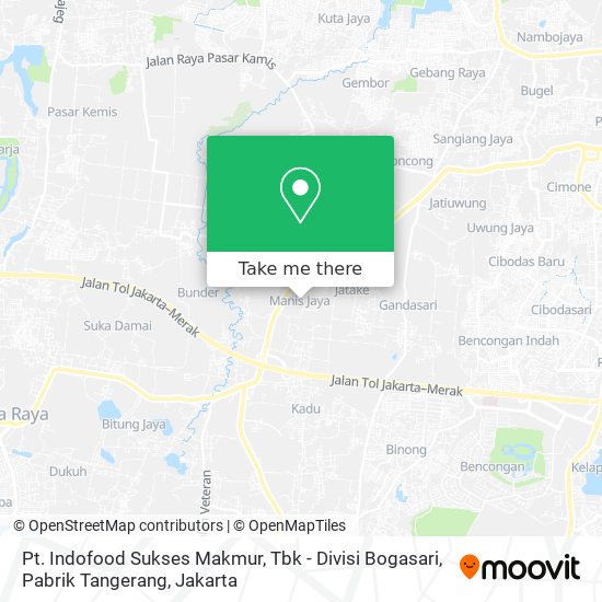 Pt. Indofood Sukses Makmur, Tbk - Divisi Bogasari, Pabrik Tangerang map