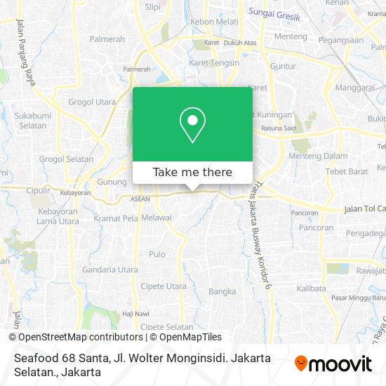 Seafood 68 Santa, Jl. Wolter Monginsidi. Jakarta Selatan. map