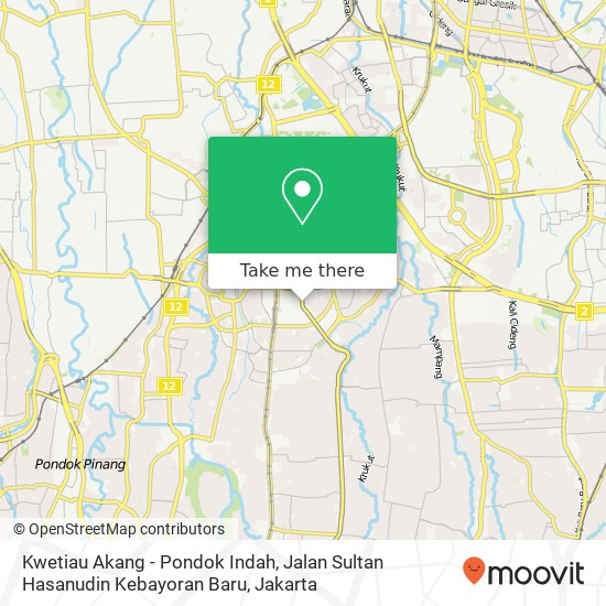 Kwetiau Akang - Pondok Indah, Jalan Sultan Hasanudin Kebayoran Baru map