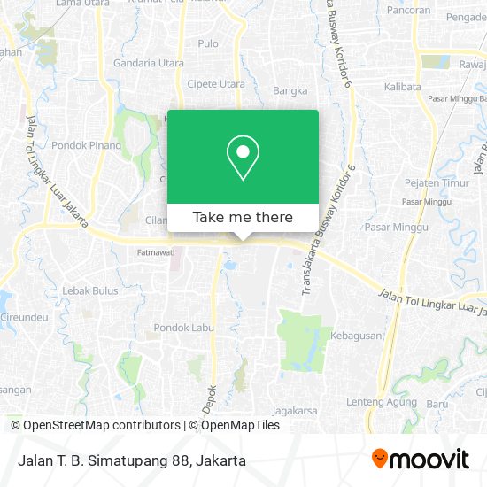 Jalan T. B. Simatupang 88 map