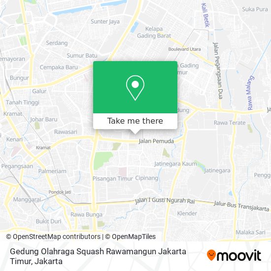 Gedung Olahraga Squash Rawamangun Jakarta Timur map