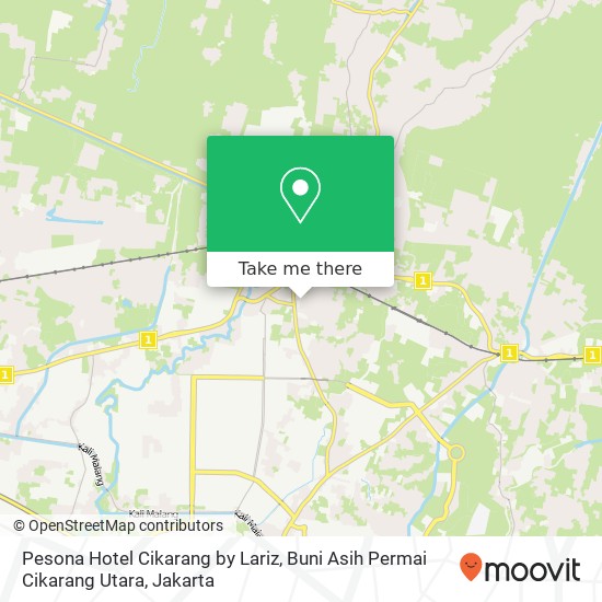 Pesona Hotel Cikarang by Lariz, Buni Asih Permai Cikarang Utara map