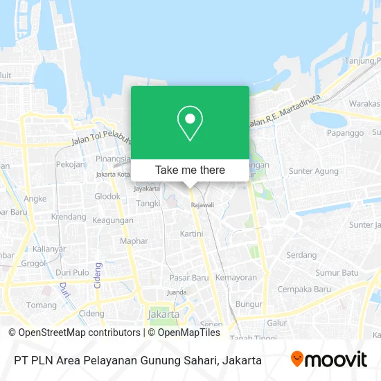 PT PLN Area Pelayanan Gunung Sahari map