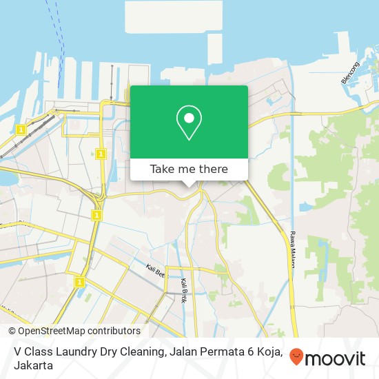 V Class Laundry Dry Cleaning, Jalan Permata 6 Koja map