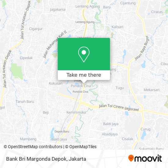 Bank Bri Margonda Depok map