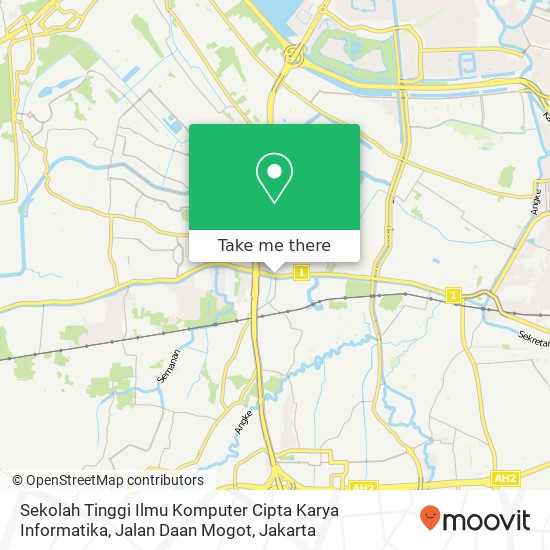 Sekolah Tinggi Ilmu Komputer Cipta Karya Informatika, Jalan Daan Mogot map