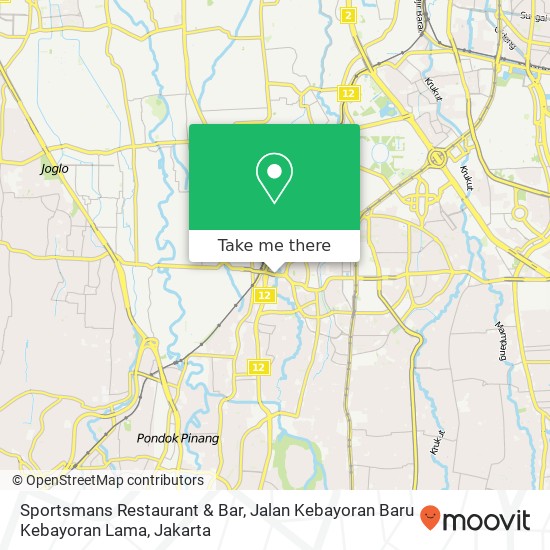 Sportsmans Restaurant & Bar, Jalan Kebayoran Baru Kebayoran Lama map