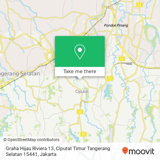 Graha Hijau Riviera 13, Ciputat Timur Tangerang Selatan 15441 map