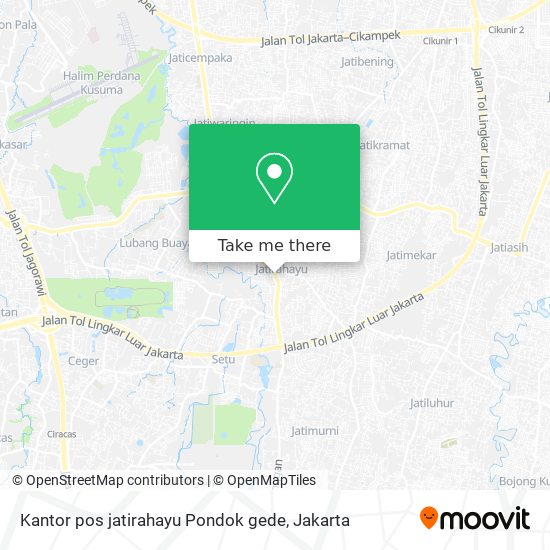 Kantor pos jatirahayu Pondok gede map