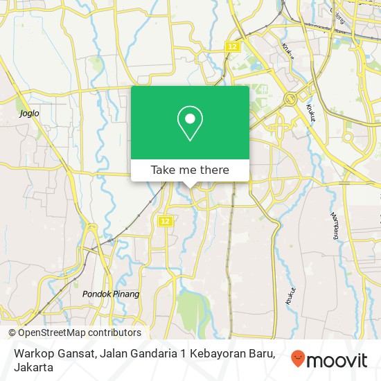 Warkop Gansat, Jalan Gandaria 1 Kebayoran Baru map