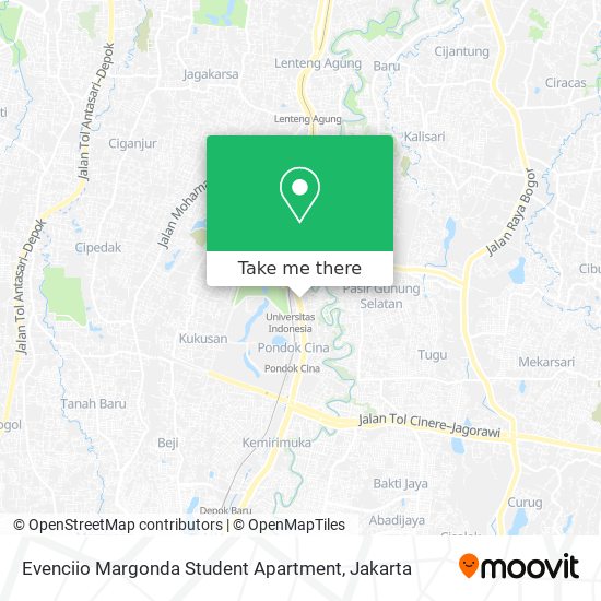 Evenciio Margonda Student Apartment map