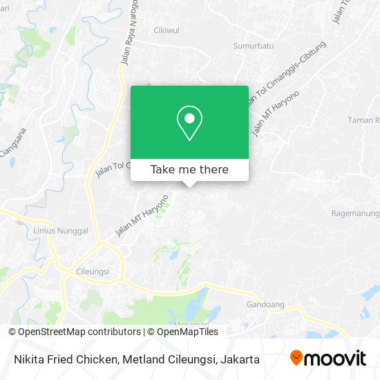 Nikita Fried Chicken, Metland Cileungsi map