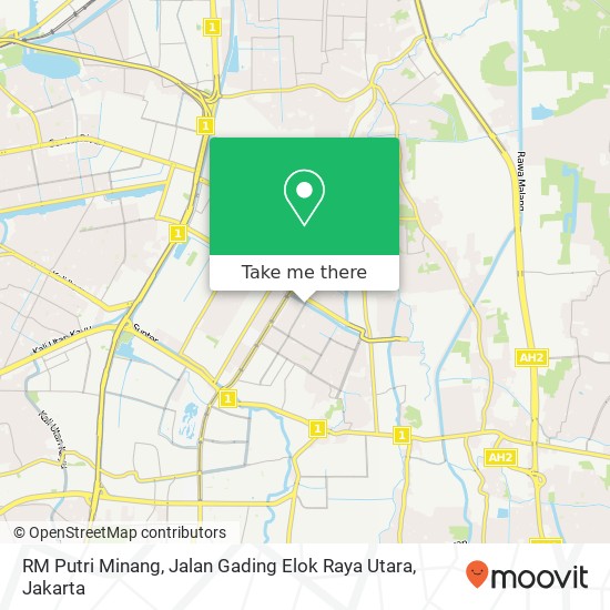 RM Putri Minang, Jalan Gading Elok Raya Utara map