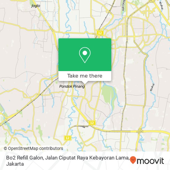 Bo2 Refill Galon, Jalan Ciputat Raya Kebayoran Lama map
