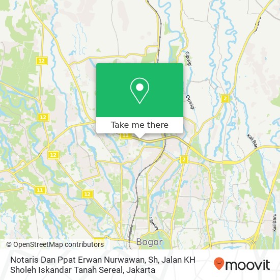 Notaris Dan Ppat Erwan Nurwawan, Sh, Jalan KH Sholeh Iskandar Tanah Sereal map