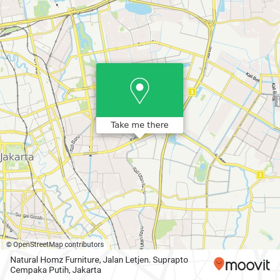 Natural Homz Furniture, Jalan Letjen. Suprapto Cempaka Putih map