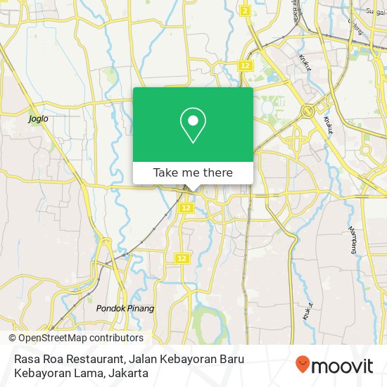 Rasa Roa Restaurant, Jalan Kebayoran Baru Kebayoran Lama map