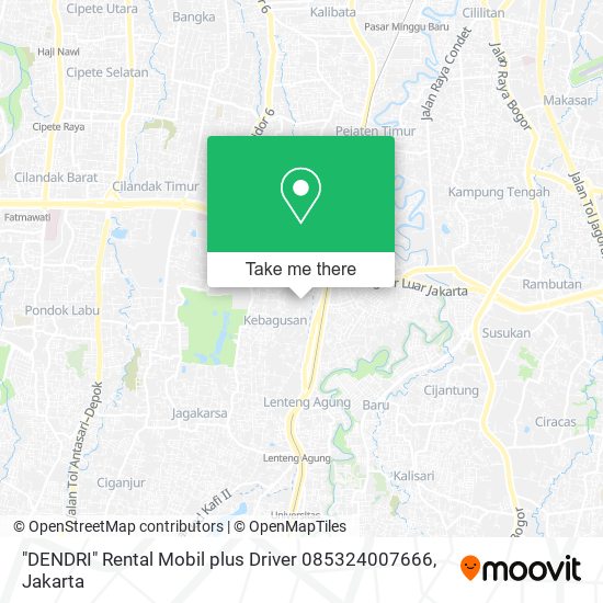 "DENDRI" Rental Mobil plus Driver 085324007666 map