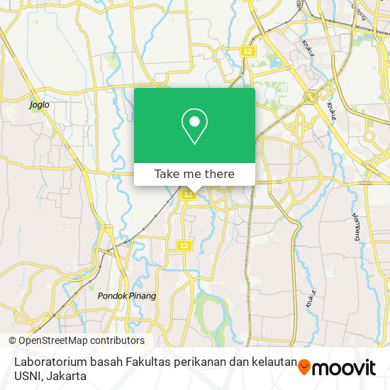 Laboratorium basah Fakultas perikanan dan kelautan USNI map