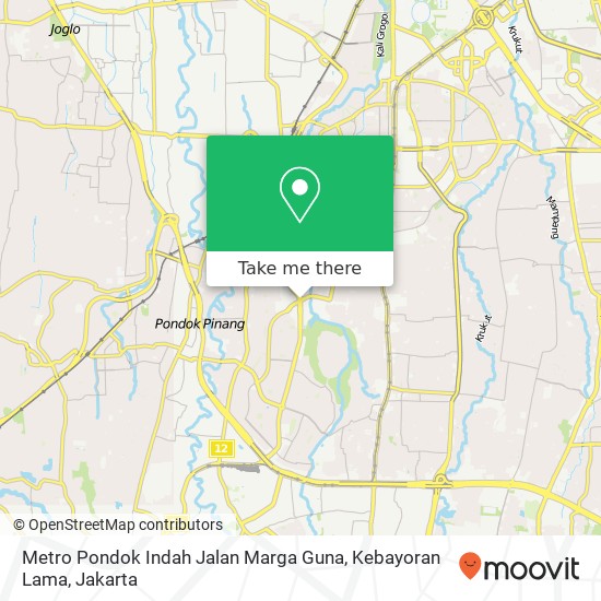 Metro Pondok Indah Jalan Marga Guna, Kebayoran Lama map