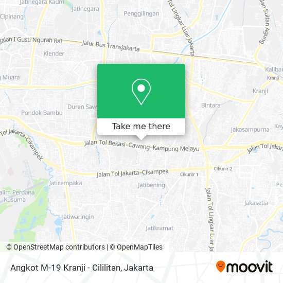 Angkot M-19 Kranji - Cililitan map