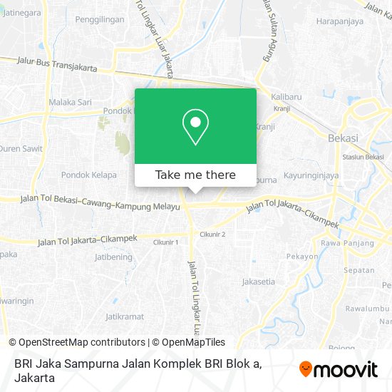 BRI Jaka Sampurna Jalan Komplek BRI Blok a map