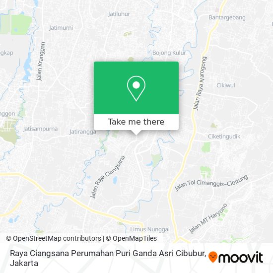 Raya Ciangsana Perumahan Puri Ganda Asri Cibubur map