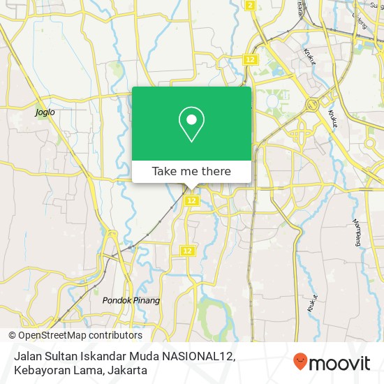 Jalan Sultan Iskandar Muda NASIONAL12, Kebayoran Lama map