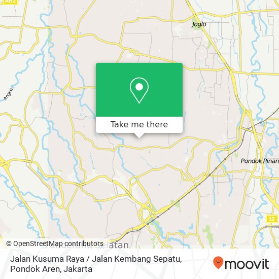 Jalan Kusuma Raya / Jalan Kembang Sepatu, Pondok Aren map