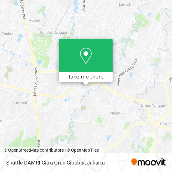 Shuttle DAMRI Citra Gran Cibubur map