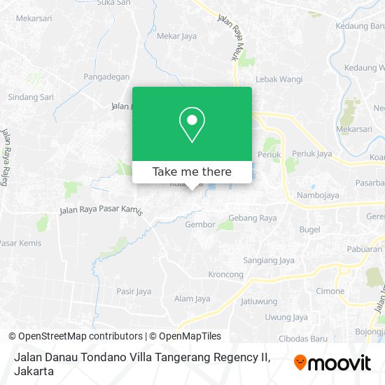 Jalan Danau Tondano Villa Tangerang Regency II map