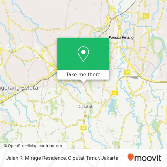 Jalan R. Mirage Residence, Ciputat Timur map