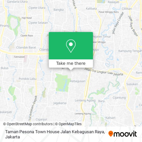 Taman Pesona Town House Jalan Kebagusan Raya map