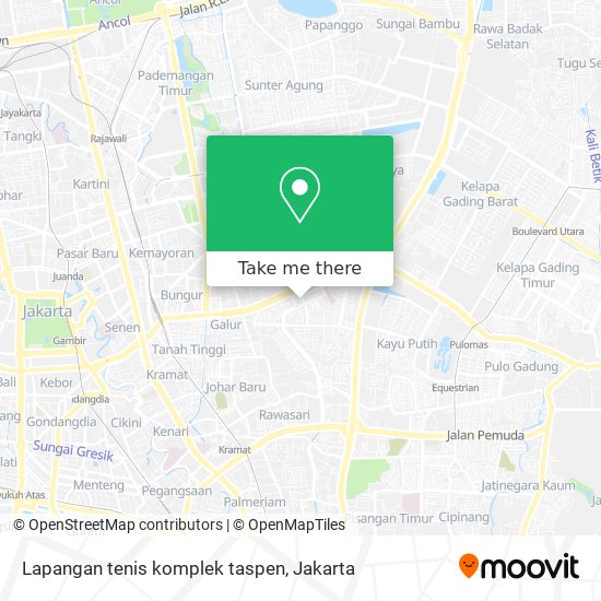 Lapangan tenis komplek taspen map