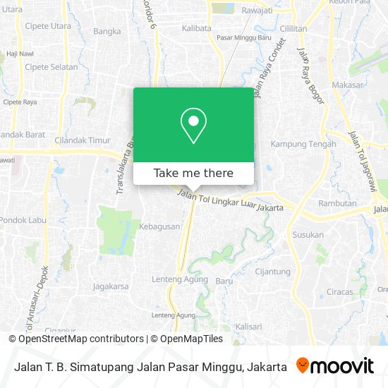 Jalan T. B. Simatupang Jalan Pasar Minggu map