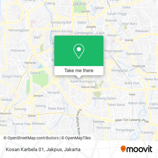 Kosan Karbela 01, Jakpus map