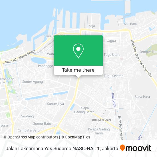 Jalan Laksamana Yos Sudarso NASIONAL 1 map