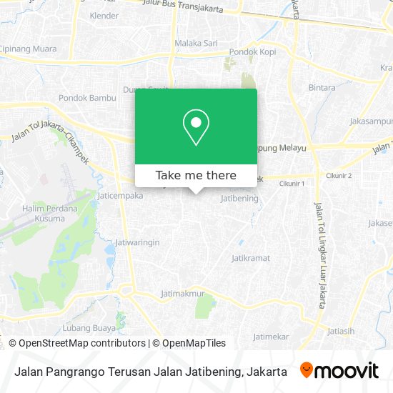 Jalan Pangrango Terusan Jalan Jatibening map