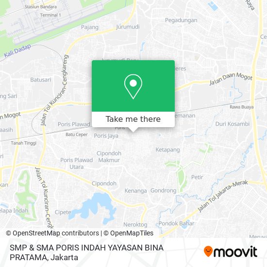 SMP & SMA PORIS INDAH YAYASAN BINA PRATAMA map