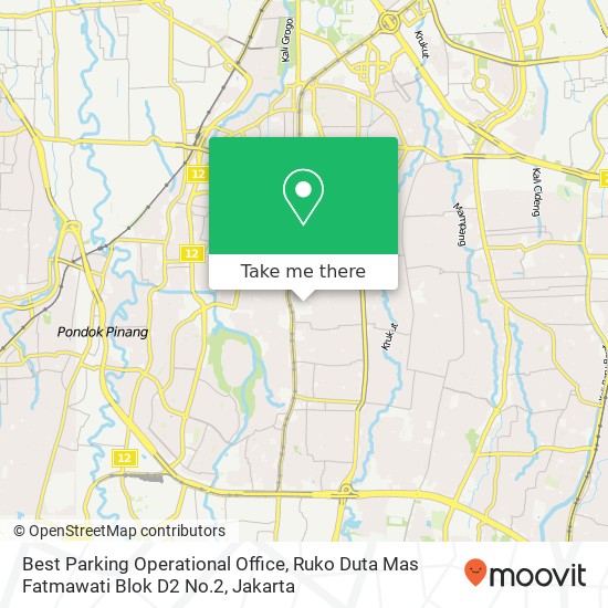 Best Parking Operational Office, Ruko Duta Mas Fatmawati Blok D2 No.2 map