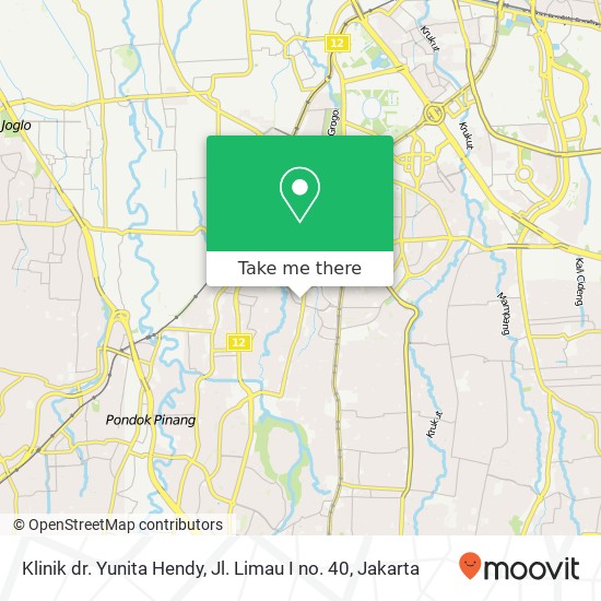 Klinik dr. Yunita Hendy, Jl. Limau I no. 40 map