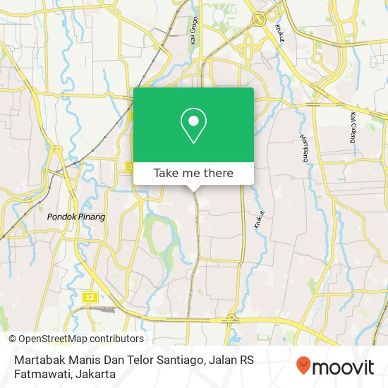 Martabak Manis Dan Telor Santiago, Jalan RS Fatmawati map