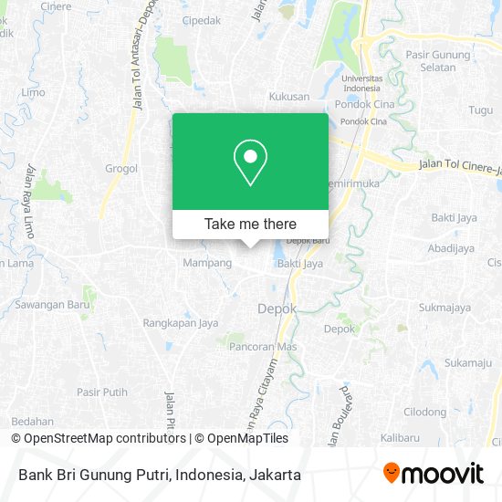 Bank Bri Gunung Putri, Indonesia map