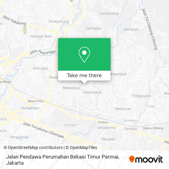 Jalan Pendawa Perumahan Bekasi Timur Permai map